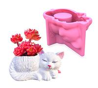 DIYBravo Moule en Silicone de Vase Moule de Porte Stylo pour Résine Argile en Forme de Corps des Chat, Moule de Pot de Fleur pour Résine Epoxy DIY Maison Bureau Décorations Artisanales (Chat)