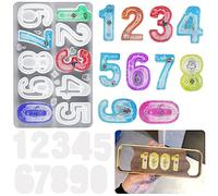 DIYBravo Moule Résine Époxy Chiffres 0-9 Moule Porte-clés Shaker Moule Silicone pour Numéro de Porte Plaque de Porte Tags Resin Molds