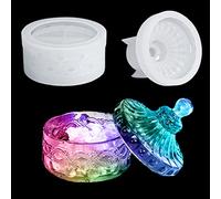 DIYBravo Moule Silicone Résine Époxy de Boîte avec Couvercle, Moule de Bouteilles de Rangement Moule Pot de Bijoux Stockage Resin Mold Conteneur Diamètre 8.5cm