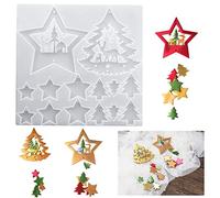 DIYBravo Moules de Noël de Résine Décoration Pendentif en Silicone, Moule de Moulage Époxy Moules de Pendentif Créatif pour la Décoration de la Maison de Bricolage Fil élastique Inclus