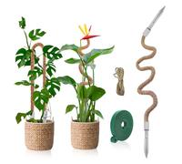 DIYBravo Tuteur Plante 120 cm Deux Têtes, Tuteur Plante Support Plante Pliable de Coco Fibre avec Bande Velcro, Serre-câble, Tuteur pour Plante Monstera Sphaigne Maison Jardin (Deux Têtes)