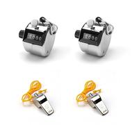 DIYCUT 2 Pièces Compteur Portable avec Sifflet, Compteurs de Passage en Métal, Compteur Manuel de Golf à 4 Chiffres, pour Inventaire, Entrepôt, Événements, Restaurant, Stade et Vente au Détail