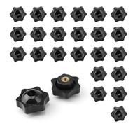 DIYCUT 25 Pièces Plastique Bouton Ecrou Étoile, Écrous Papillon M6 Noirs, Bouton Moleté à Filetage, Écrous à Oreilles Facile à Visser, pour Équipements Industriels, Meubles et Électronique