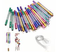DIYCUT 50 Pièces Carillon à Vent Couleur, Carillons Éoliens Exterieur, Carillon à Vent Personnalisé, avec 20 Fils e 50 Tubes Aluminium Sonores, pour Décoration Jardin, Halloween, Anniversaire