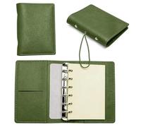 DIYCUT 6 Anneaux Classeur A7, avec 56 Feuilles De Rechange Vierges Classeur Petit Format, en Cuir Carnet Organisateur, Idéal pour Notes De Cours, Journaux De Voyage - Vert
