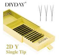 Diyday Pointe Unique 2d Y Extension De Cils Cils De Vison Doux Préfabriqués 1500 Ventilateurs Faux Cils En Forme De Y Pour Le Maquillage Des Yeux.C.0.07mm