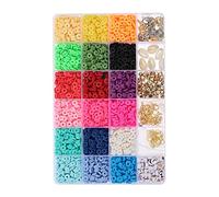 DIYEAH 1 Boîte Kit de Perles Argile Polymère Colorées pour Fabrication de Bijoux Diy Accessoire pour Colliers Bracelets et Pendentifs à Créer Famille ou Entre Amis