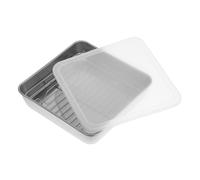 DIYEAH 1 Ensemble Plat à Rôtir Acier Inoxydable avec Couvercle et Grille Plat Rectangulaire Non Adhésif pour Cuisson Au Four pour Légumes et Bbq
