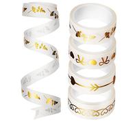DIYEAH 1 Jeu Ruban Adhésif Décoratif Doré De Masking Tape Pour Scrapbooking Artisanat Diy Et Décoration Avec Motifs Variés 5 Rouleaux