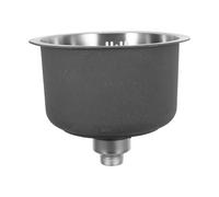 DIYEAH 1 mini évier rond de cuisine - Bac simple en acier inoxydable avec tuyau d'évacuation pour camping-car, caravane, bar, comptoir, hôtel ou restaurant