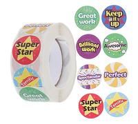 DIYEAH 1 rouleau Autocollants de Récompense Motivants pour École Stickers D Encouragement Autoadhésifs pour Élèves pour Motiver et Contrôler Comportement Classe