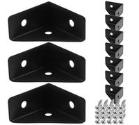 DIYEAH 10 Équerres D'angle Triangulaires Épaisses en Acier Inoxydable Noir, Supports Robustes pour Étagères et Tables, Fixations Triangulaires de Renfort, Accessoires Quincaillerie