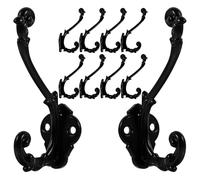 DIYEAH 10 pièces Crochets Muraux Zinc Alliage Vintage Double Patère Mural pour Manteaux Chapeaux Clés Résistants et Élégants