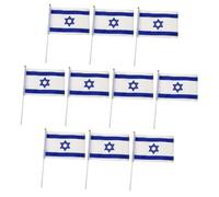 DIYEAH 10 pièces Drapeau Israël à Main Polyester Pliable Décoration Maison Extérieur Patriotique pour Fêtes Sportives