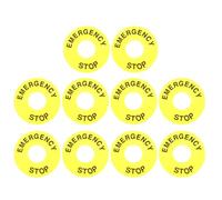 DIYEAH 10 Pièces Jaune Anneau de Poussée en PVC Rond pour Bouton D'arrêt | Remplacement Simple, Visibilité Renforcée, Format Rond, Usage Industriel, Compatible Panneau Arrêt Urgence