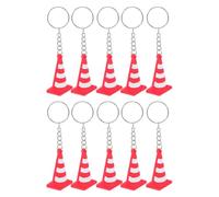 DIYEAH 10 Pièces Mini Porte Cône de Circulation Pendentifs PVC Thème Construction Modèle Miniature pour Sac à Dos et Clés de Fête Pratiques
