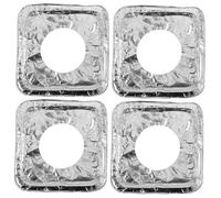 DIYEAH 10 Pièces Tampon de nettoyage résistant à l'huile bacs de récupération carrés pour cuisinière à gaz couvercles de brûleur de cuisinière Feuille d'aluminium Silver
