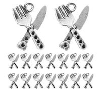 DIYEAH 100 breloques en alliage pour bijoux : mini pendentifs couverts rustiques pour colliers, bracelets, boucles d'oreilles, mini breloques fourchettes coupantes pour travaux manuels et