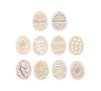 DIYEAH 100 Pièces D'ornements en Bois Forme Œufs de Pâques Beige pour Bricolages Créatifs, Technique de Découpe Superbe, pour Loisirs Créatifs et Anniversaires