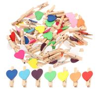 DIYEAH 100 pièces Lot de Mini Pinces à Linge Bois Forme de Cœur Clips Légers et Polyvalents pour Photos Loisirs Décoration Maison et Événements