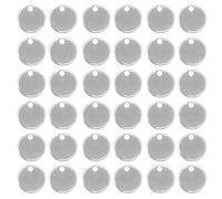 DIYEAH 100 Pièces Pendentifs Disques Vierges en Acier Inoxydable 8 MM Rond Plats pour Breloques Personnalisées Porte-Clés Création Bijoux DIY Usage Quotidien