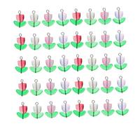 DIYEAH 100 Pièces Tulip Flower Glass Pendants Transparent Beads For Jewelry Making Necklace Bracelet Charms Diy Craft Accessories