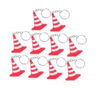 DIYEAH 10pièces Cônes De Signalisation Décoratifs Miniatures Porte-clés Forme De Cône De Signalisation Modèle De Construction Miniature Pendentif Pour Sac à Dos Et Voiture