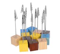 DIYEAH 12 Pièces Porte Notes Cube Bois avec Pince Alligator Vintage Support Photo Vertical Multifonction pour Cartes Memos Bureau et Décoration Maison