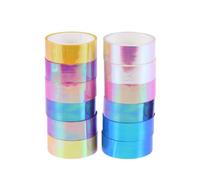 DIYEAH 12 rouleaux Ruban Adhésif Décoratif Arc Ciel Holographique Film Masking Tape Étanche pour Scrapbooking DIY Blanc Rose Bleu Jaune