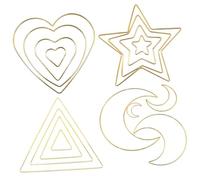 DIYEAH 16 pièces Lot de Anneaux Métal Doré pour Attrape-rêves DIY Formes Lune Étoile Cœur et Triangle Cadres Solides pour Décoration Murale et Création Artisanale