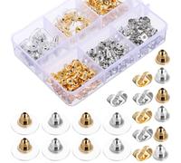 DIYEAH 170 Fermoirs de Boucles D’oreilles Larges en Caoutchouc et Métal, Fermoirs Transparents à Verrouillage, Kit de Remplacement Boîte de Rangement pour Boucles D’oreilles Percées