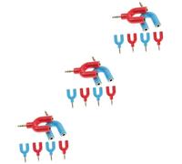 DIYEAH 18 Pcs Adaptateur Audio U Shape Doubleur Jack Stéréo Compact pour Écouteurs Fil Partage Tablette et Pc avec Design Robuste Rouge et Bleu