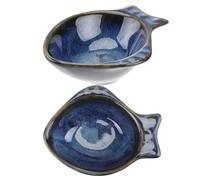 DIYEAH 2 pièces Assiettes Céramique Poisson pour Sauce Dipping Bol Condiment Plat Japonais Résistant Chaleur Acide Usage Restaurant Maison