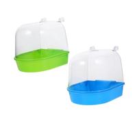 DIYEAH 2 pièces Bain pour Oiseaux Suspendu Bassin Transparent pour Perruches et Petits Oiseaux Multifonctionnelle pour Nettoyage et Hydratation Compatible Plupart des Couleur Aléatoire