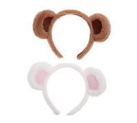 DIYEAH 2 pièces Bandeaux Oreilles Ours Pelucheux Réglables Bandeau Maquillage Léger et Confortable pour Femme Accessoire Mignon pour Lavage Du Visage et Costume Marron et Rose