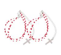 DIYEAH 2 Pièces Bracelet Goutte de Sang Double Couche en Acier Inoxydable | Accessoire Punk et Raffiné, Pendentif Croix Inclus, Style pour Femmes, Fêtes Halloween et Noël
