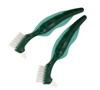 DIYEAH 2 Pièces Brosse de Nettoyage pour Prothèses Dentaires Double Tête Vert en Nylon et Pp, Nettoyage en Profondeur et Élimination Facile des Débris, pour Usage Quotidien et Voyage