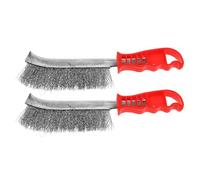 DIYEAH 2 Pièces Brosse Métallique en Acier Inoxydable Manche Plastique Rouge, Brosse à Fil pour Dérouiller et Polir, Équipée D’un Trou Suspendu Gain de Place pour Nettoyage