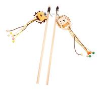 DIYEAH 2 Pièces Canne à Chat Interactive en Peluche et Bois Clochette | Jeu à Taquiner, Stimule la Curiosité et L’exercice, pour Jouer Votre Chat à Maison