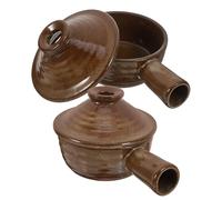 DIYEAH 2 pièces Cocotte Céramique avec Couvercle pour Micro-ondes Plat Polyvalent pour Cuisson Mijotage et Cuisson Au Four Pot Terre Cuite avec Poignée Latérale pour Soupe Riz et