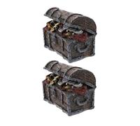 DIYEAH 2 pièces Décoration Aquarium Coffre Au Trésor Résine Figurine Compacte et Résistante pour Paysage Aquatique Compatible Eau Douce et Salée Ornement Exploration Poisson Lot