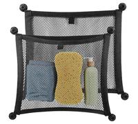 DIYEAH 2 Pièces Filet de Rangement, Maille Élastique Noire | Polyester Maillé, Pose Rapide Vis et Adhésif, pour Outils et Fournitures, Siège Arrière ou Bateau