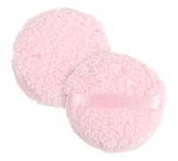 DIYEAH 2 Pièces Houppette à Poudre Surdimensionnée Ronde en Polyester Rose, Douce et Lavable, pour Maquillage Professionnel et Routines Quotidiennes, Toucher Délicat pour Peau Sensible