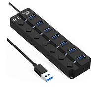 DIYEAH 2 Pièces Hub USB Ports avec Commutateurs Individuels et Lumières LED Adaptateur USB Multi Port pour Ordinateur Portable pour Clavier Souris et