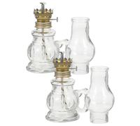 DIYEAH 2 Pièces Lanterne à Pétrole Rétro en Verre 100ml avec Mèche Coton | Éclairage Stable et Pare-vent, 4 Mèches Incluses, Format Portable pour Camping et Coupures de Courant