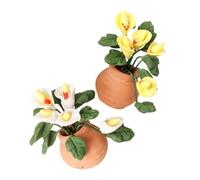 DIYEAH 2 Pièces Miniature Pot de Fleurs Décoratives Plante Artificielle Réaliste sans Entretien pour Micro Paysage Ornement Mignon pour Maison de Poupée Décor Miniature Jaune et Blanc
