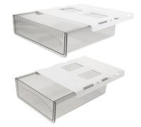 DIYEAH 2 Pièces Organisateur de Tiroir Sous Bureau Boîte de Rangement Adhésive pour Bureau Grand et Moyen Pratique pour Espace de Travail Rangé et Ordonné