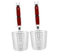 DIYEAH 2 pièces Passoire à Nouilles Inox avec Manche Bois Écumoire Araignée Résistante Tamis Ustensile Cuisine pour Égouttage Rapide et Anti-brûlure