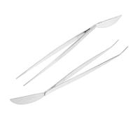DIYEAH 2 pièces Pince à Épiler Bonsaï Inox avec Spatule et Pinces Droites Outil Compact Anti-rouille pour Entretien Mousse et Plantation de Plantes Grasses