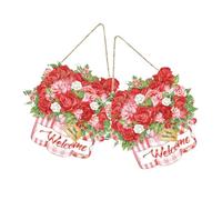 DIYEAH 2 Pièces Plaque Bois Suspendue pour Porte de Saint-Valentin Décoration Romantique Bois pour Entrée Panneau Accroché pour Fête et Mariage